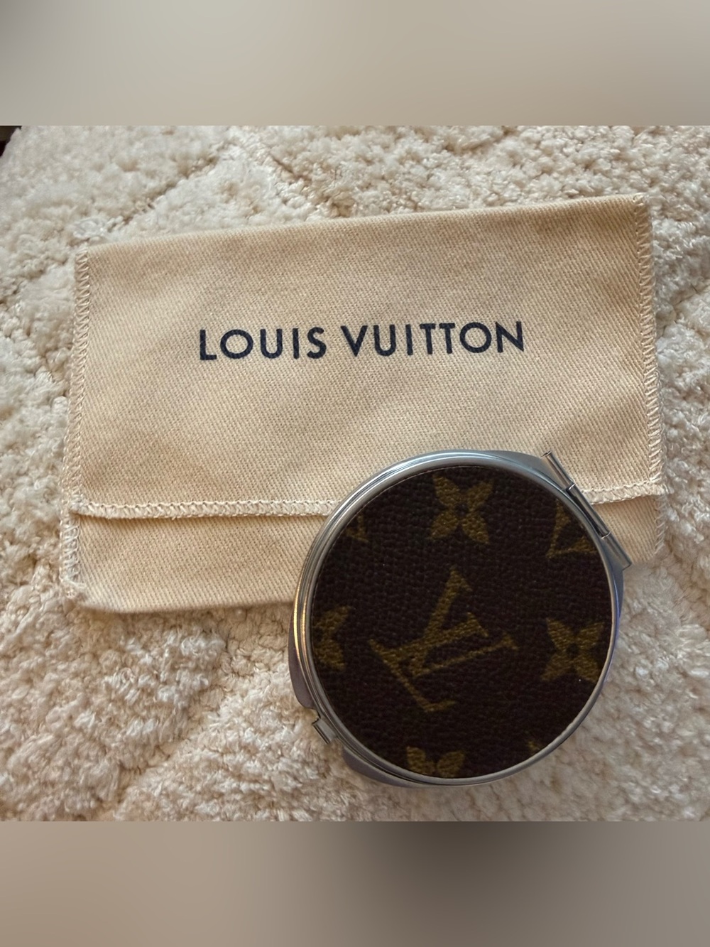 Louis Vuitton Dust bag with Upcycled  Round Compact Mirror